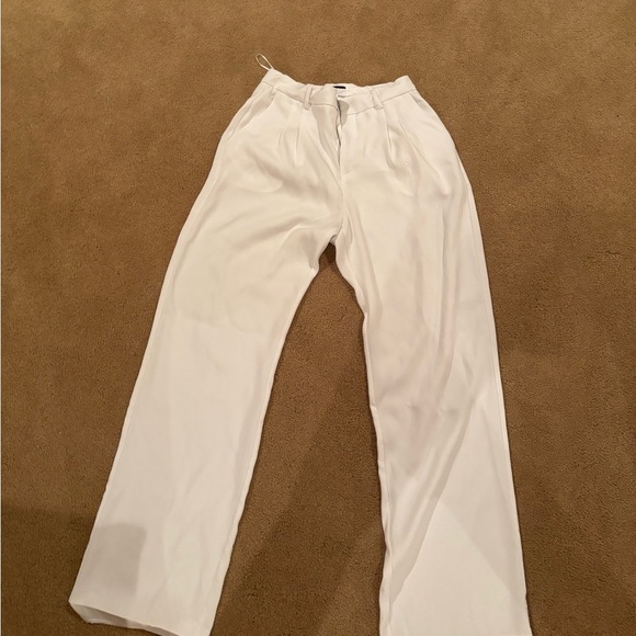 Designer Dressy White Flared Business Women's Wide-Leg Pants S-M - Picture 2 of 4